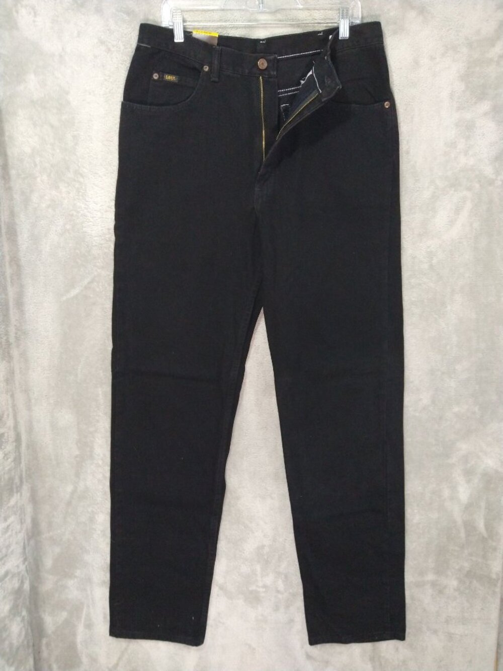 Lee Jeans Mens 34x36 Black Denim Relaxed Fit Dark Wash Stretch Made in USA